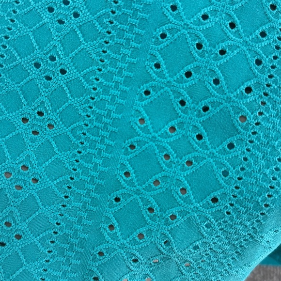 Cocomo 3/4 Long Sleeve Blouse Shirt Top Blue Green Womens 3X Textured Pattern - Picture 8 of 9